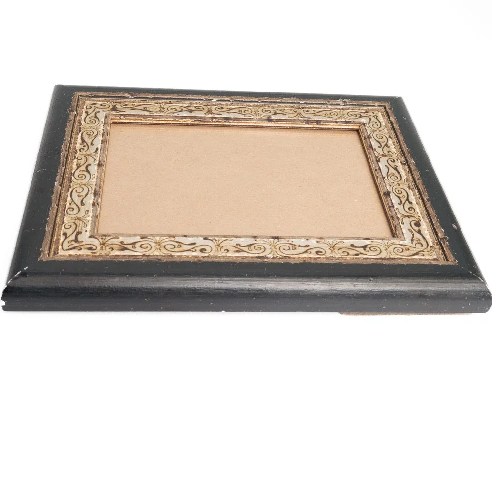 Vintage Martin Aborn Wood Picture Frame Dark Brown Ornate Scrollwork Border